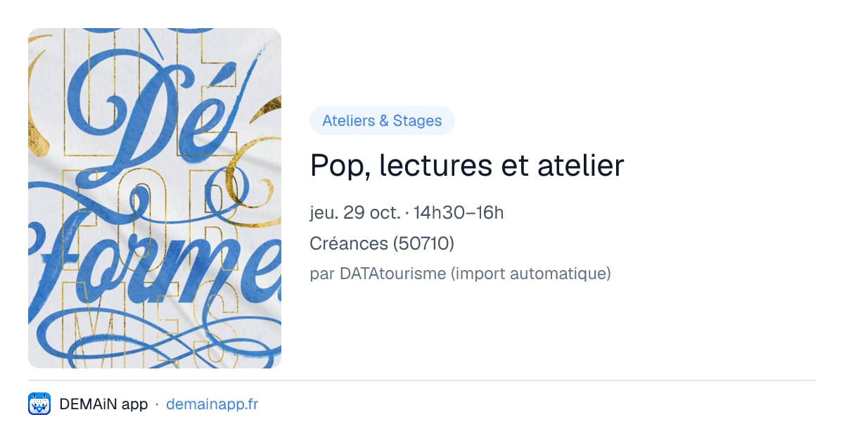 Pop, lectures et atelier — Créances