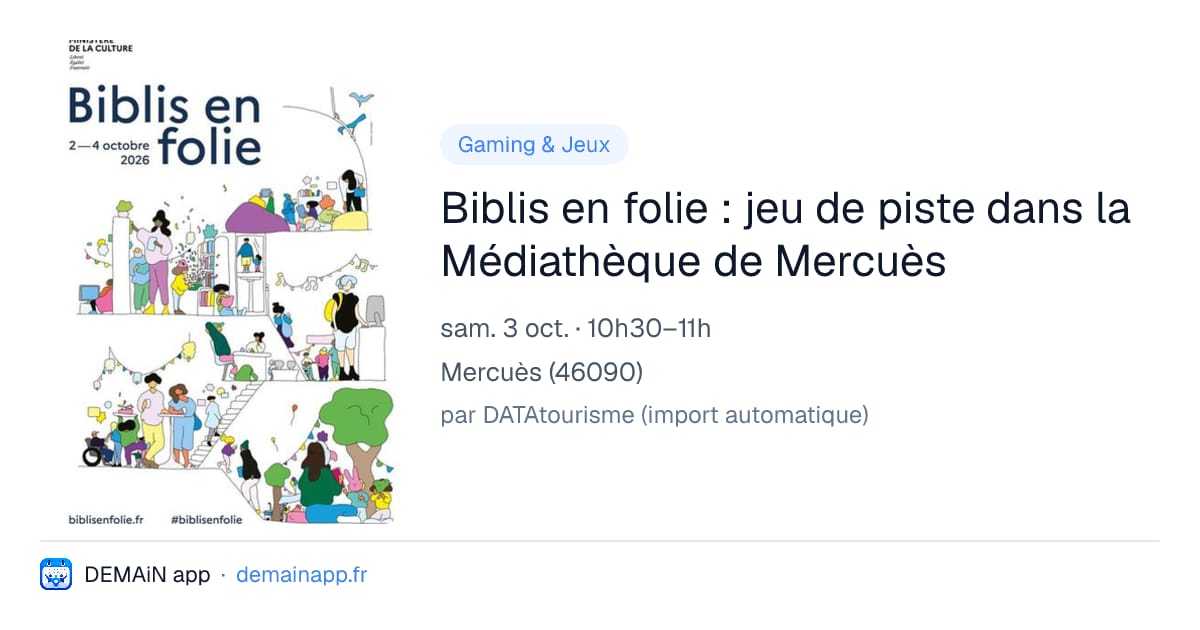Biblis en folie : jeu de piste dans la Médiathèque de Mercuès — Mercuès