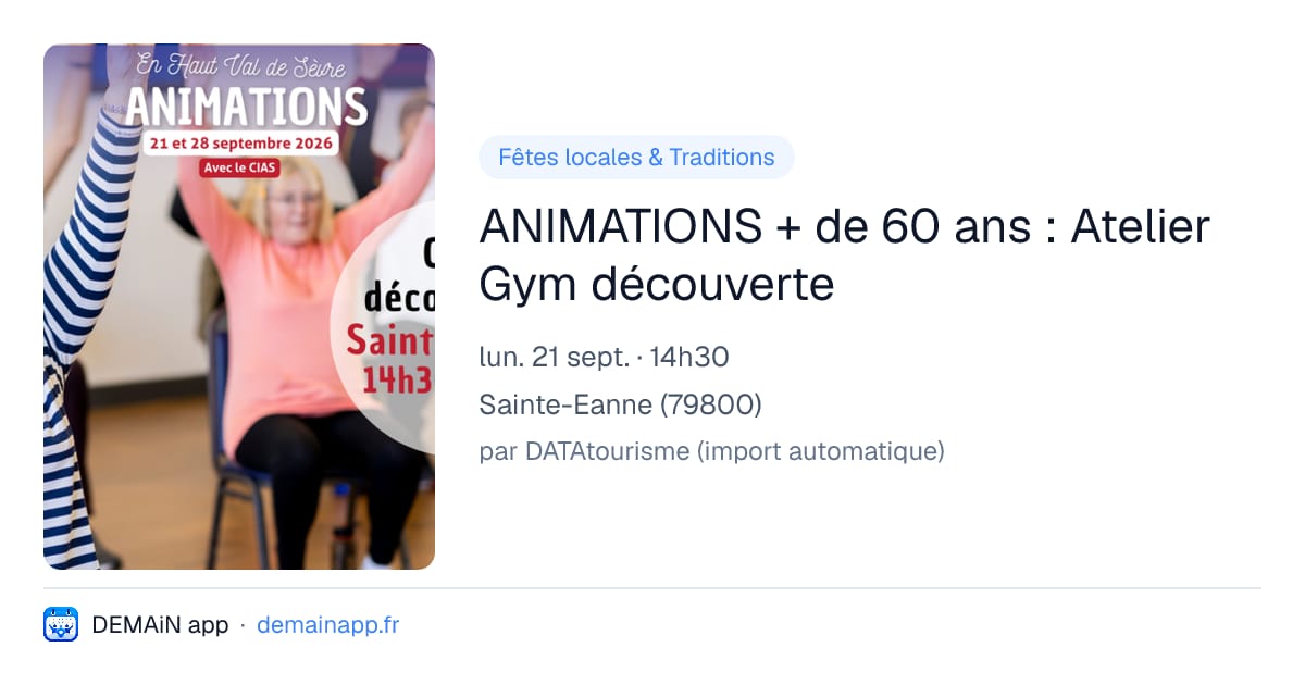 ANIMATIONS + de 60 ans : Atelier Gym découverte — Sainte-Eanne