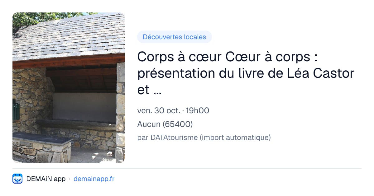 Corps à cœur Cœur à corps : présentation du livre de Léa Castor et temps d'échange — Aucun