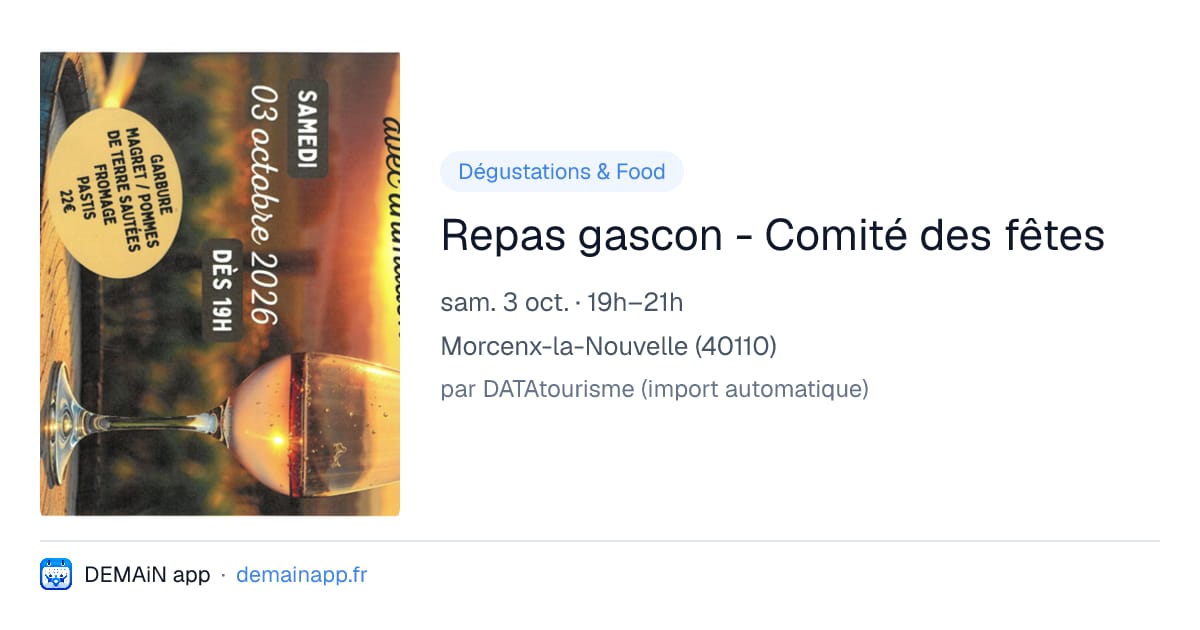 Repas gascon - Comité des fêtes — Morcenx-la-Nouvelle