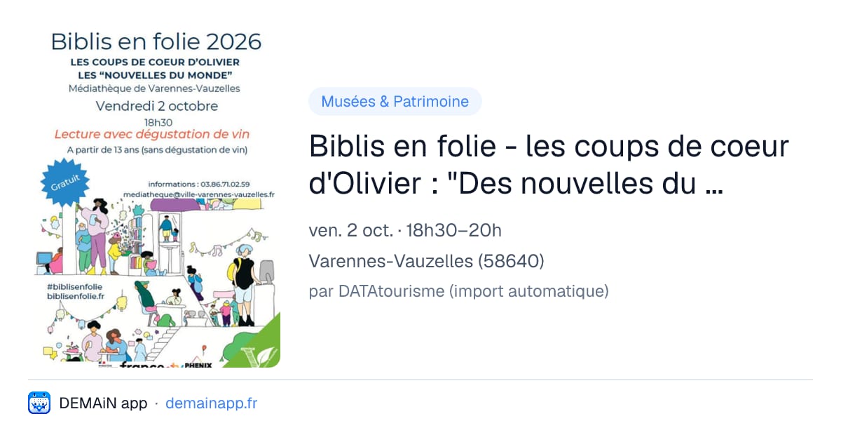 Biblis en folie - les coups de coeur d'Olivier : "Des nouvelles du monde" — Varennes-Vauzelles