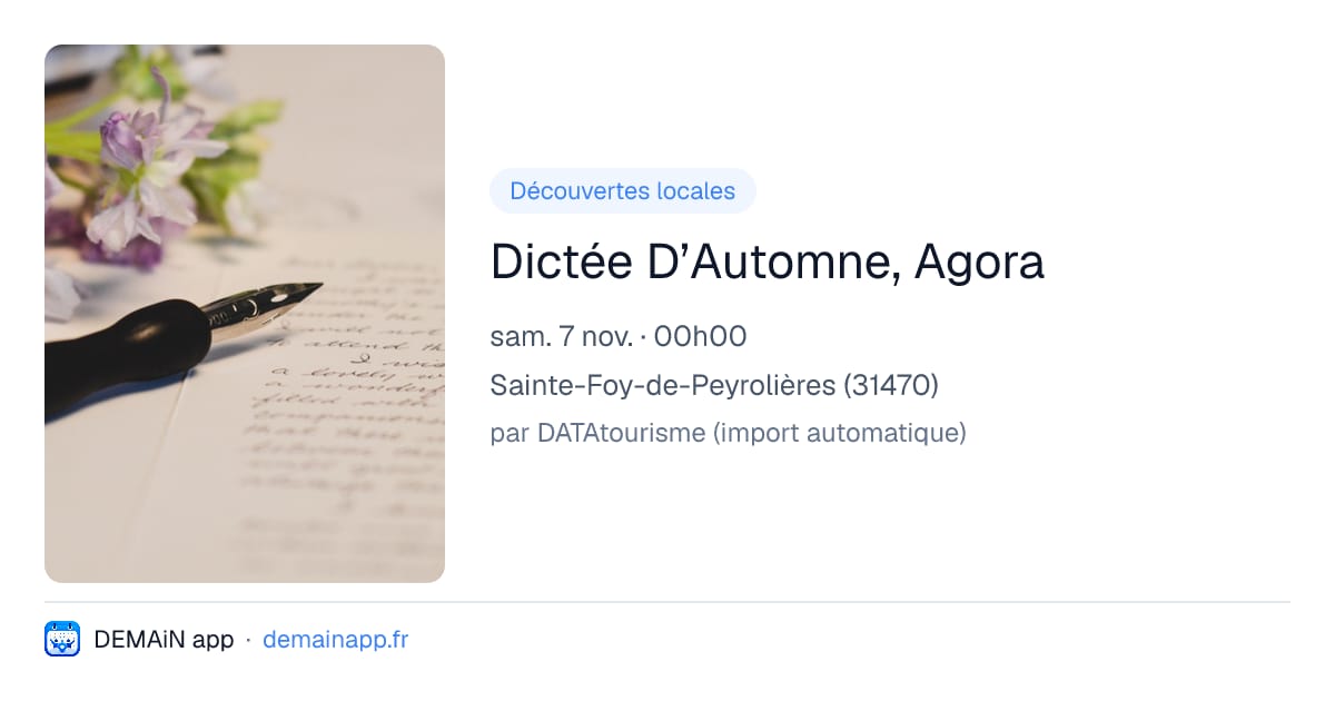 Dictée D’Automne, Agora — Sainte-Foy-de-Peyrolières