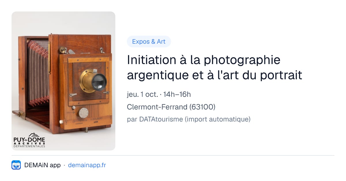 Initiation à la photographie argentique et à l'art du portrait — Clermont-Ferrand
