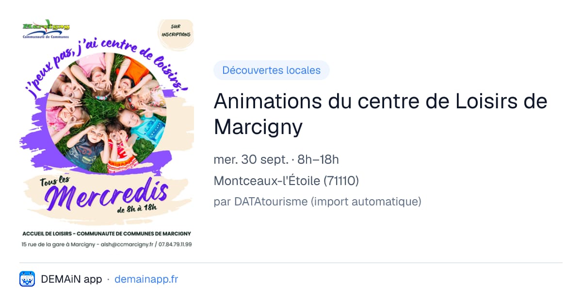 Animations du centre de Loisirs de Marcigny — Montceaux-l'Étoile