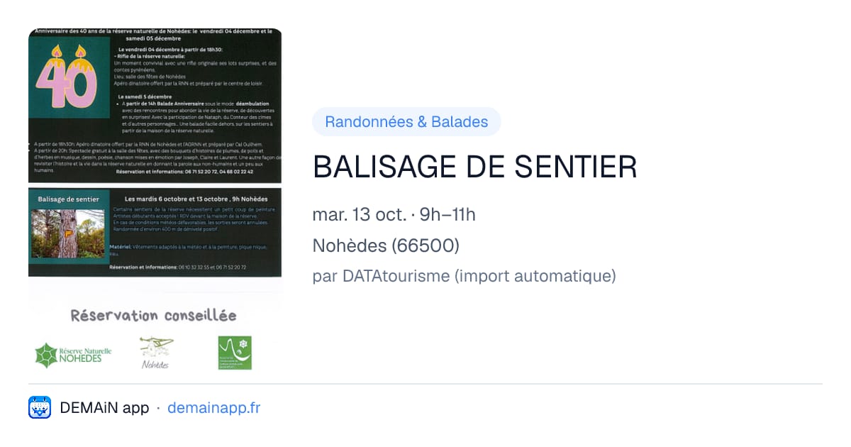 BALISAGE DE SENTIER — Nohèdes