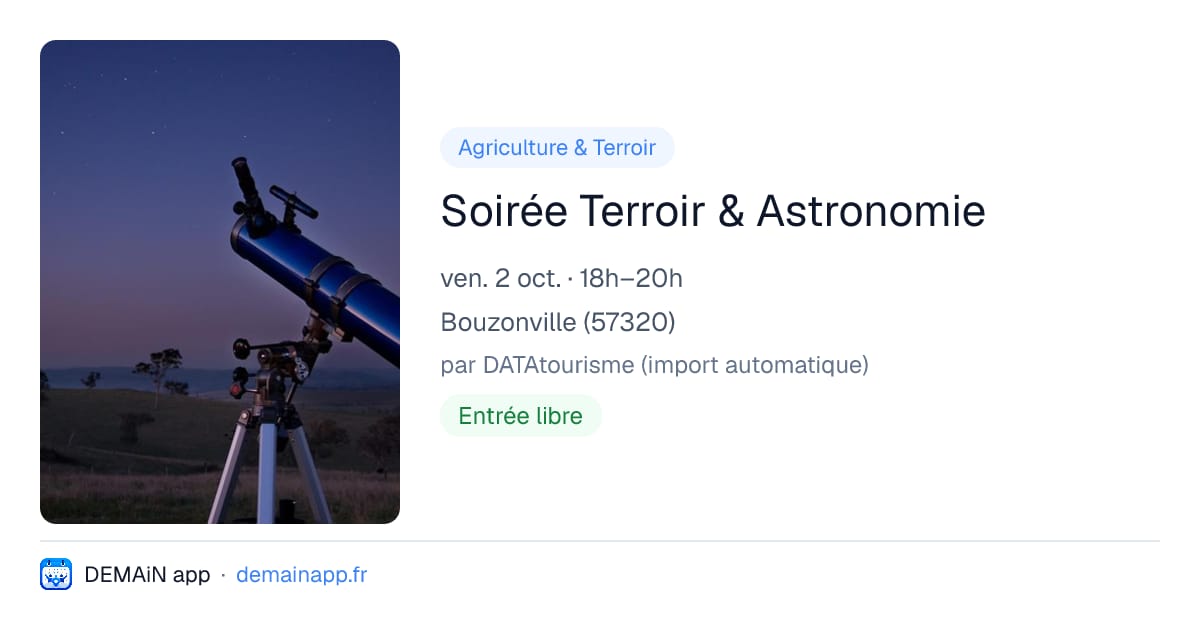 Soirée Terroir & Astronomie — Bouzonville