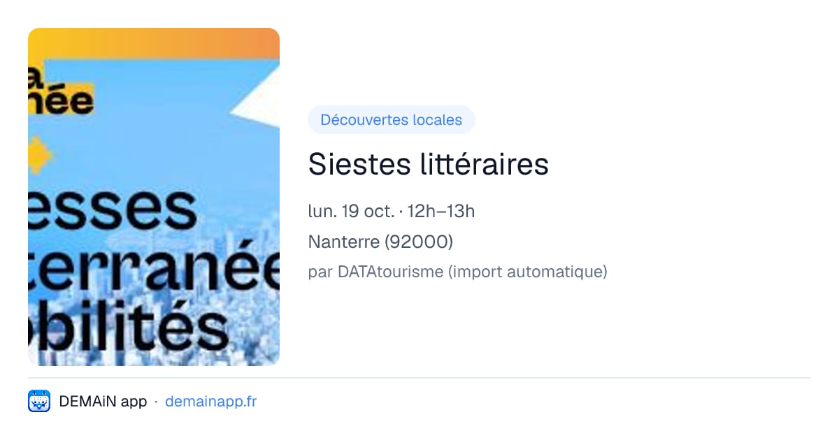 Siestes littéraires — Nanterre
