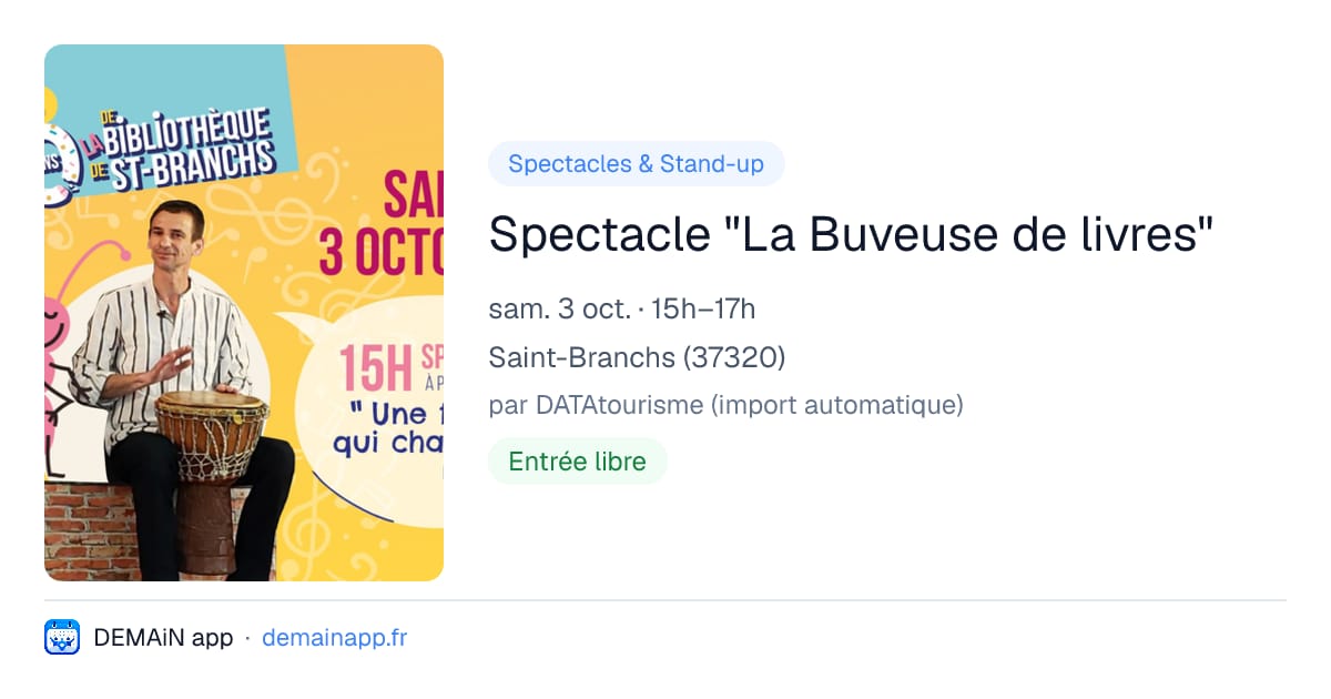 Spectacle "La Buveuse de livres" — Saint-Branchs