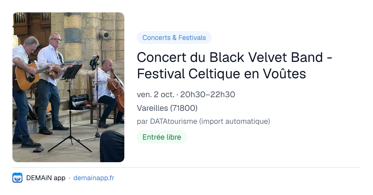 Concert du Black Velvet Band - Festival Celtique en Voûtes — Vareilles