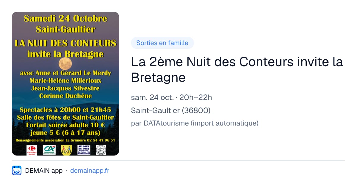 La 2ème Nuit des Conteurs invite la Bretagne — Saint-Gaultier