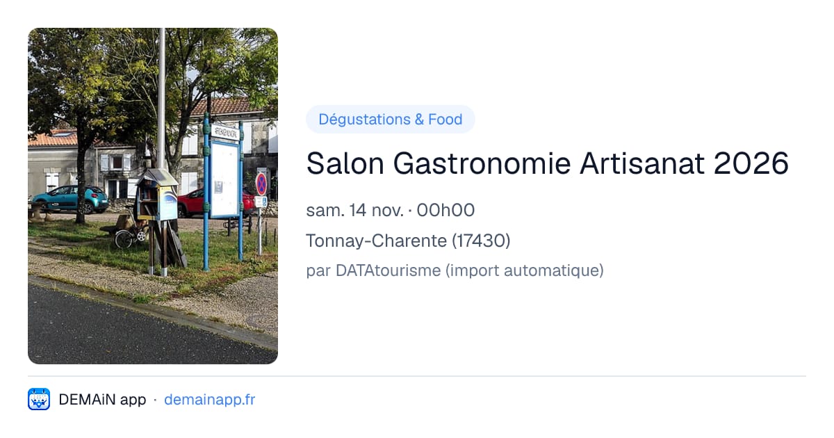 Salon Gastronomie Artisanat 2026 — Tonnay-Charente