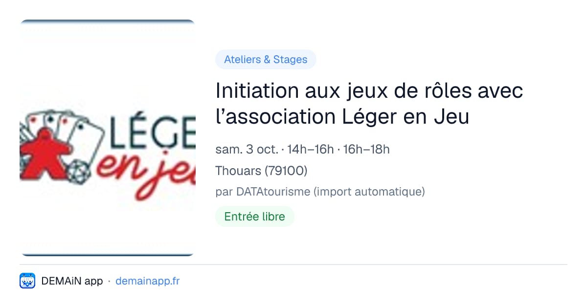 Initiation aux jeux de rôles avec l’association Léger en Jeu — Thouars