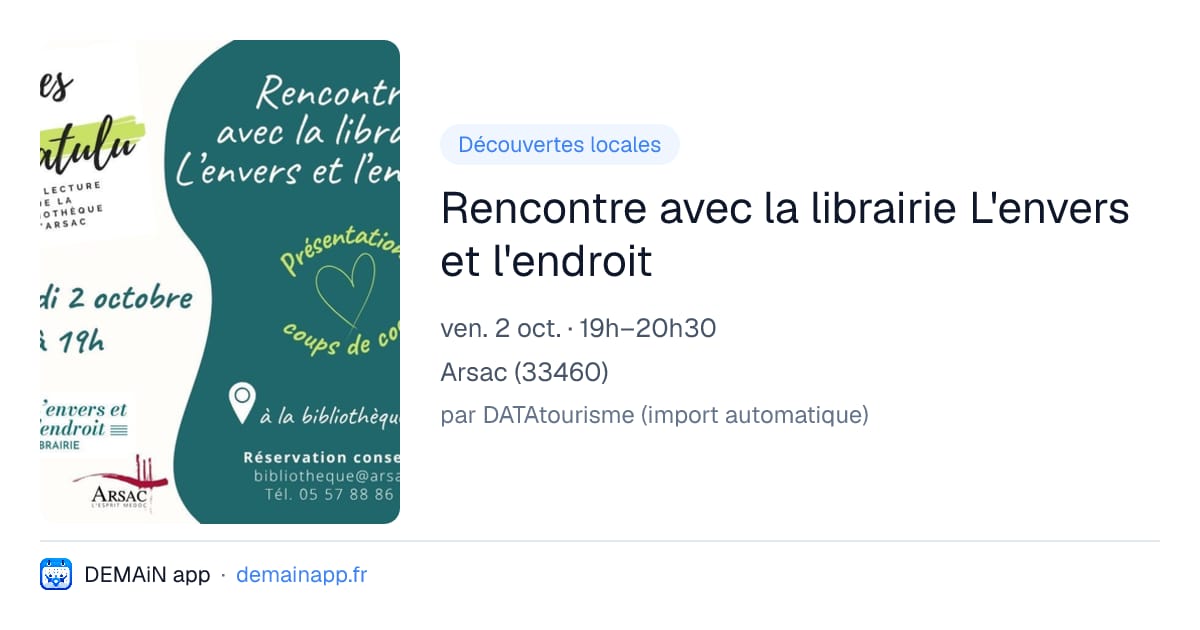 Rencontre avec la librairie L'envers et l'endroit — Arsac