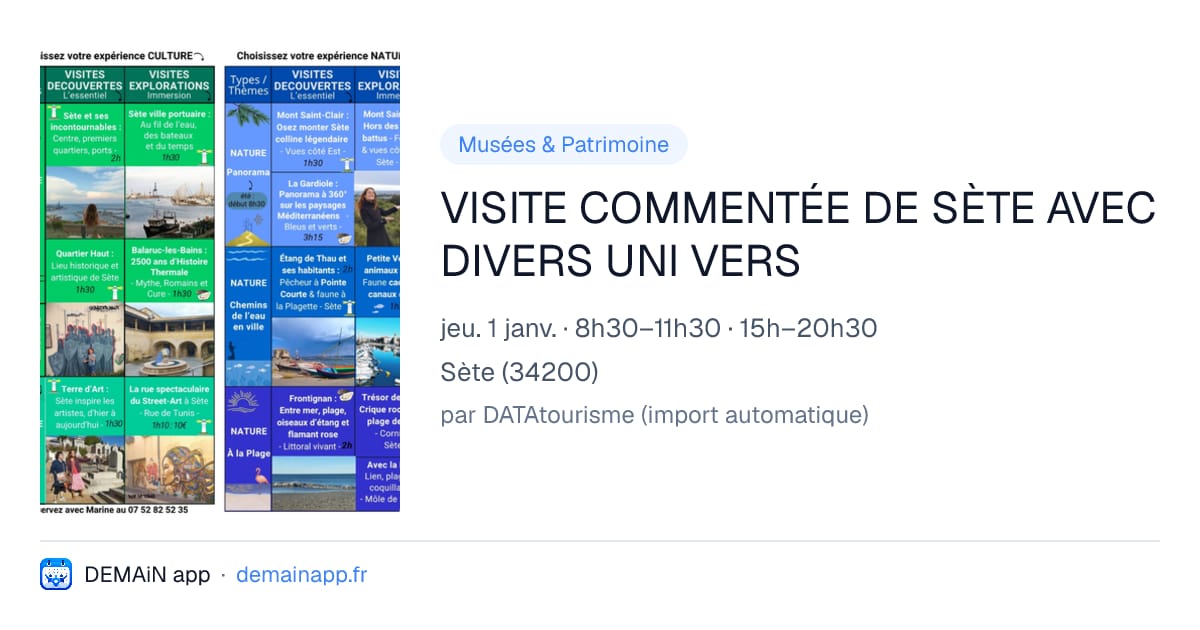 VISITE COMMENTÉE DE SÈTE AVEC DIVERS UNI VERS — Sète