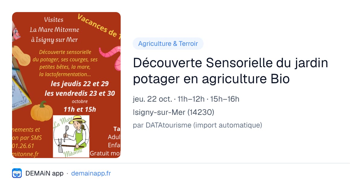 Découverte Sensorielle du jardin potager en agriculture Bio — Isigny-sur-Mer