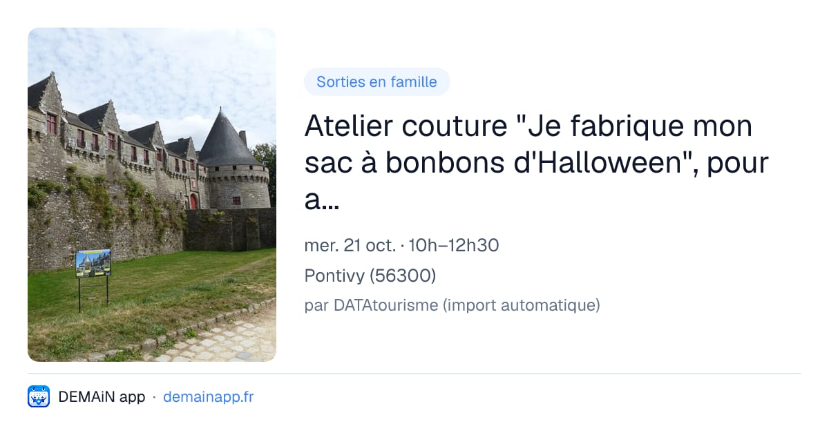 Atelier couture "Je fabrique mon sac à bonbons d'Halloween", pour adulte, enfant ou parent/enfant — Pontivy