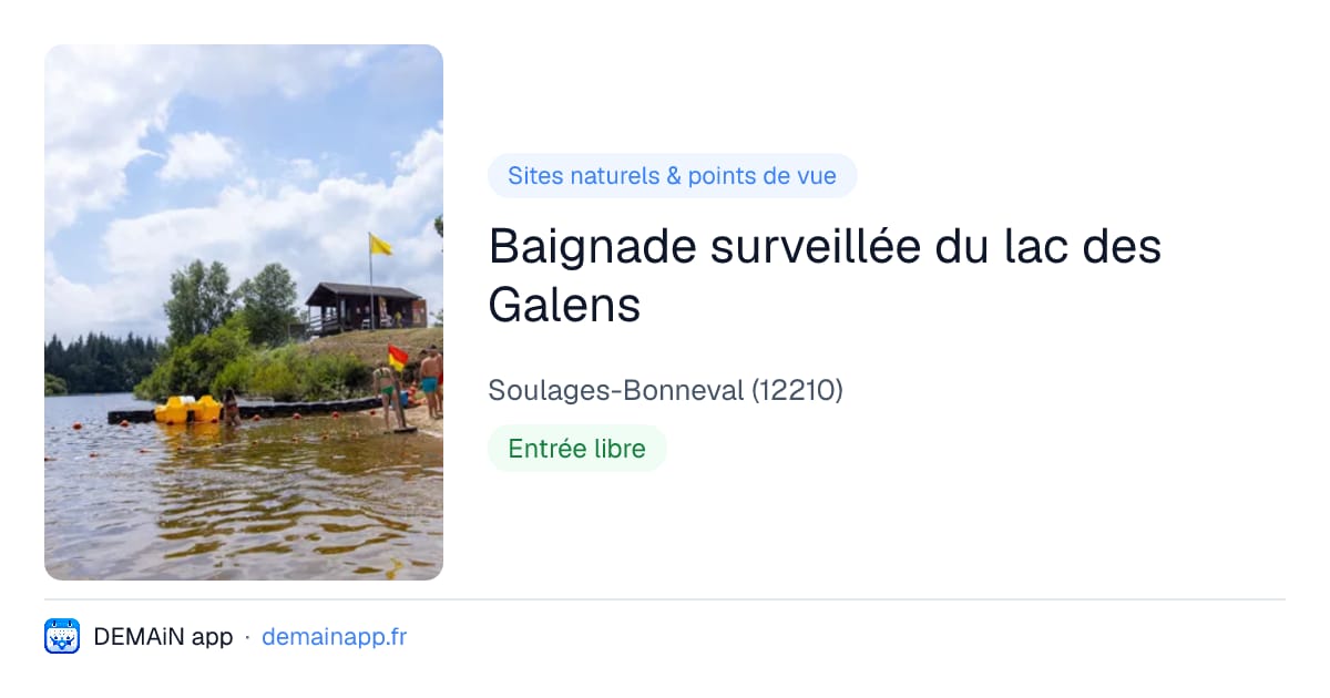 Baignade surveillée du lac des Galens — Soulages-Bonneval