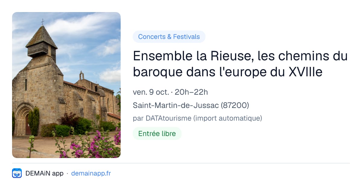 Ensemble la Rieuse, les chemins du baroque dans l'europe du XVIIIe — Saint-Martin-de-Jussac