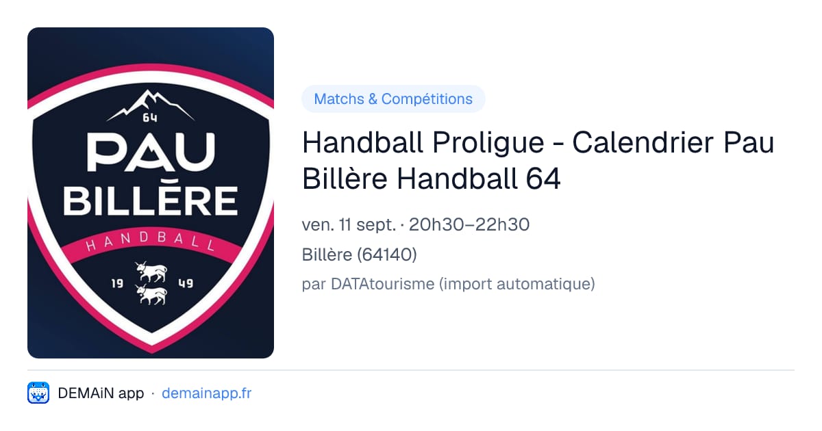 Handball Proligue - Calendrier Pau Billère Handball 64 — Billère