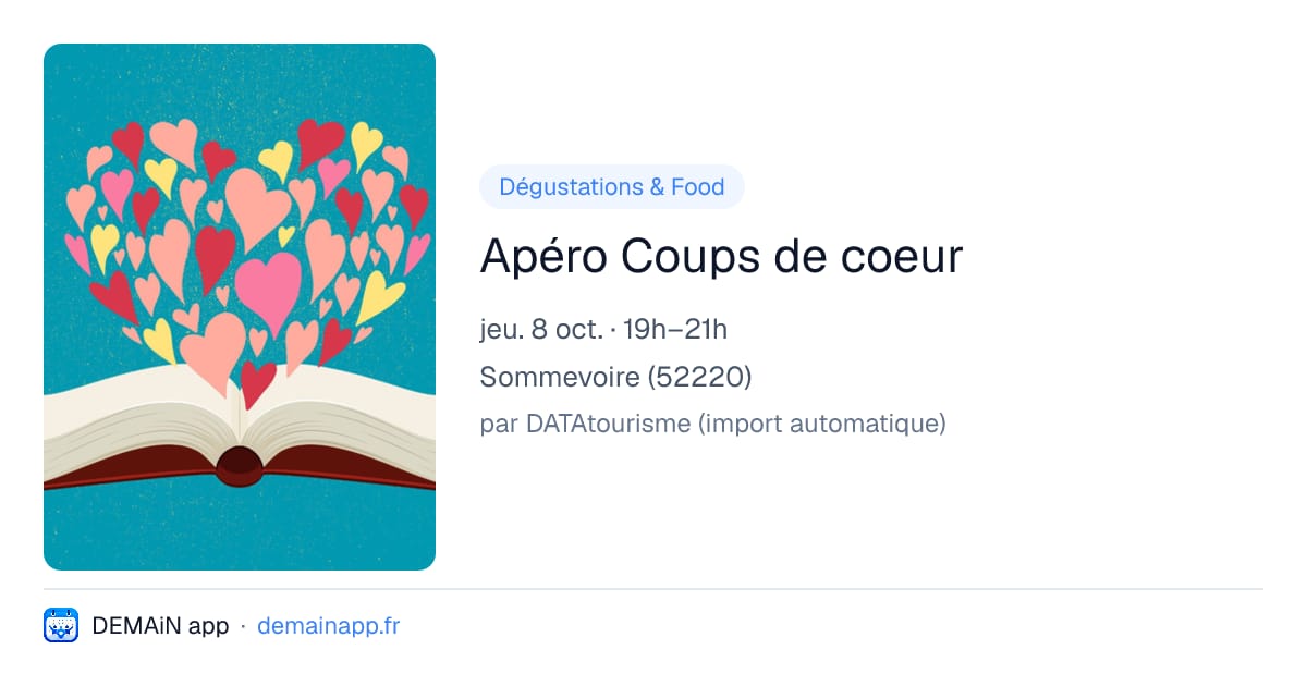 Apéro Coups de coeur — Sommevoire
