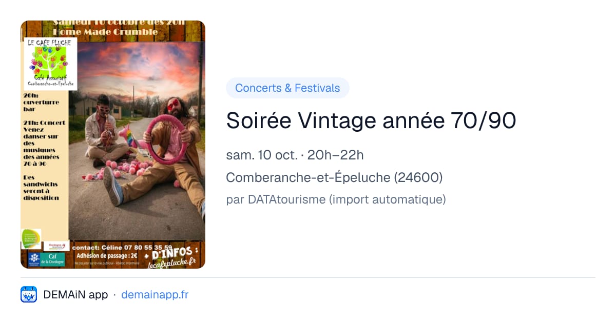 Soirée Vintage année 70/90 — Comberanche-et-Épeluche