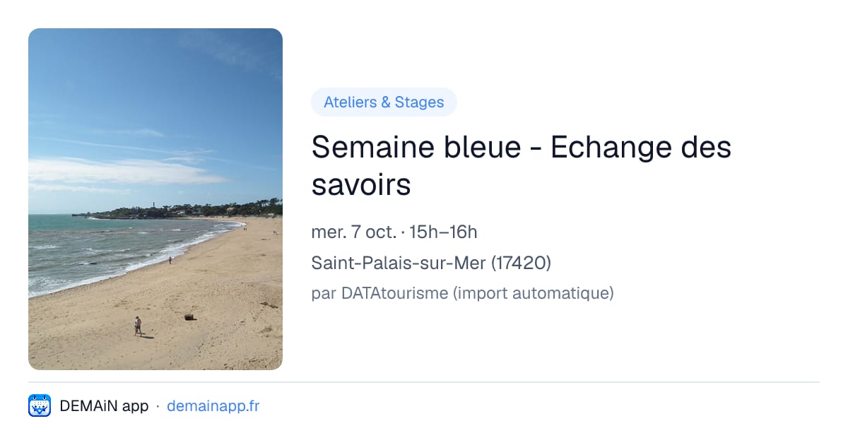 Semaine bleue - Echange des savoirs — Saint-Palais-sur-Mer