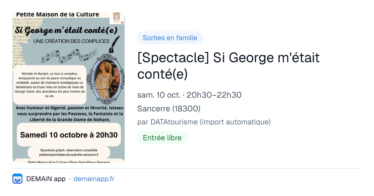 [Spectacle] Si George m'était conté(e) — Sancerre