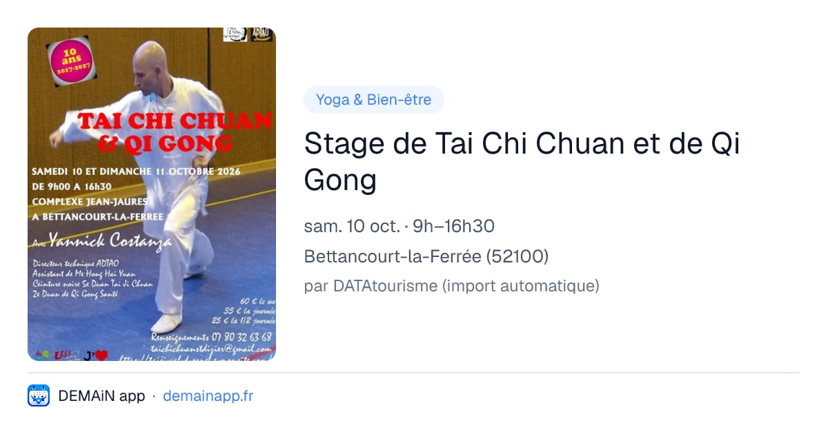 Stage de Tai Chi Chuan et de Qi Gong — Bettancourt-la-Ferrée