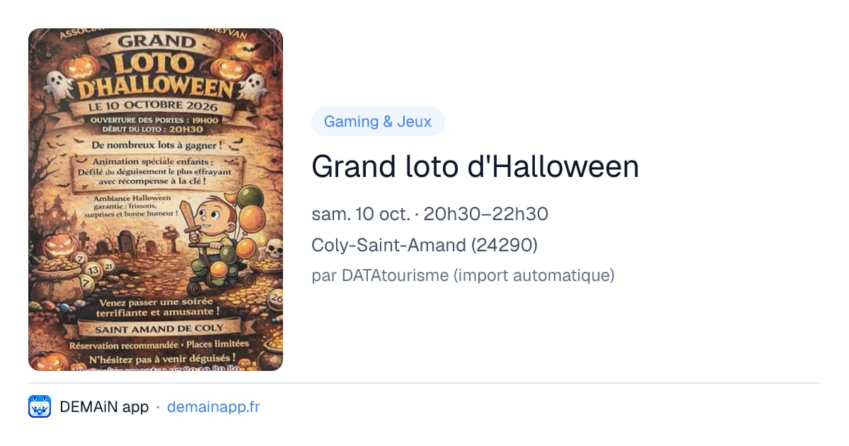 Grand loto d'Halloween — Coly-Saint-Amand