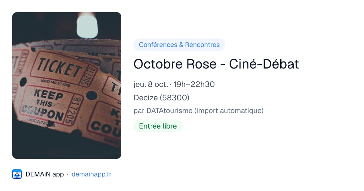 Octobre Rose - Ciné-Débat — Decize