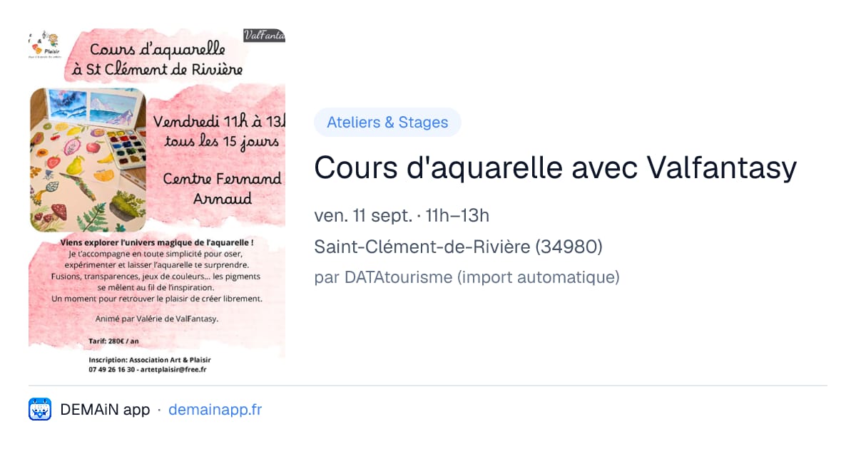 Cours d'aquarelle avec Valfantasy — Saint-Clément-de-Rivière