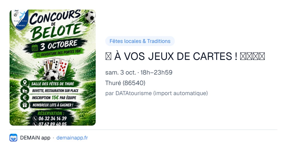 📢 À VOS JEUX DE CARTES ! ♠️♥️♦️♣️ — Thuré