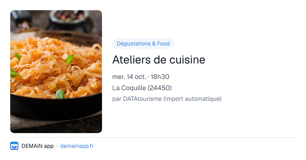 Ateliers de cuisine — La Coquille