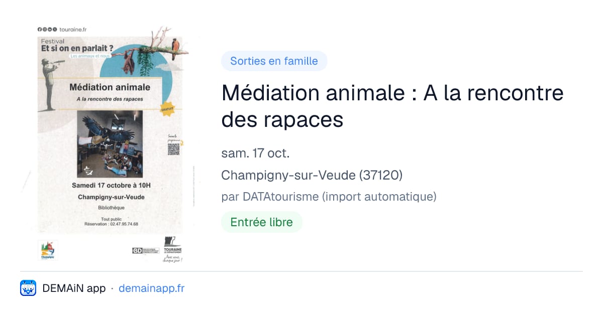Médiation animale : A la rencontre des rapaces — Champigny-sur-Veude
