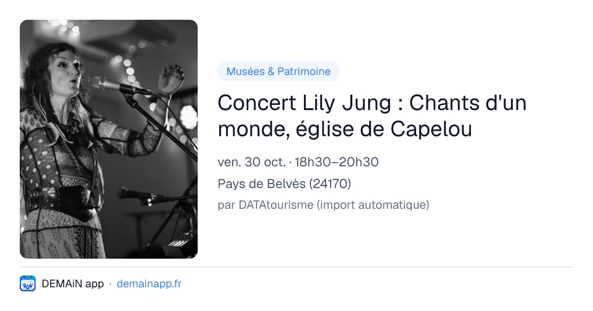 Concert Lily Jung : Chants d'un monde, église de Capelou — Pays de Belvès