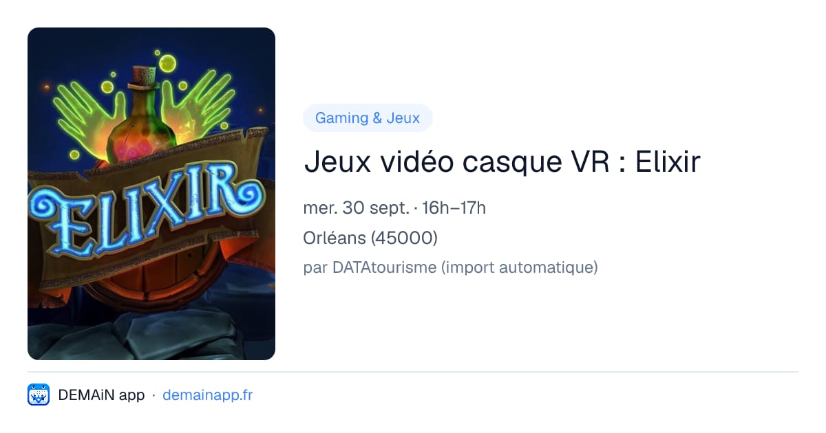 Jeux vidéo casque VR : Elixir — Orléans