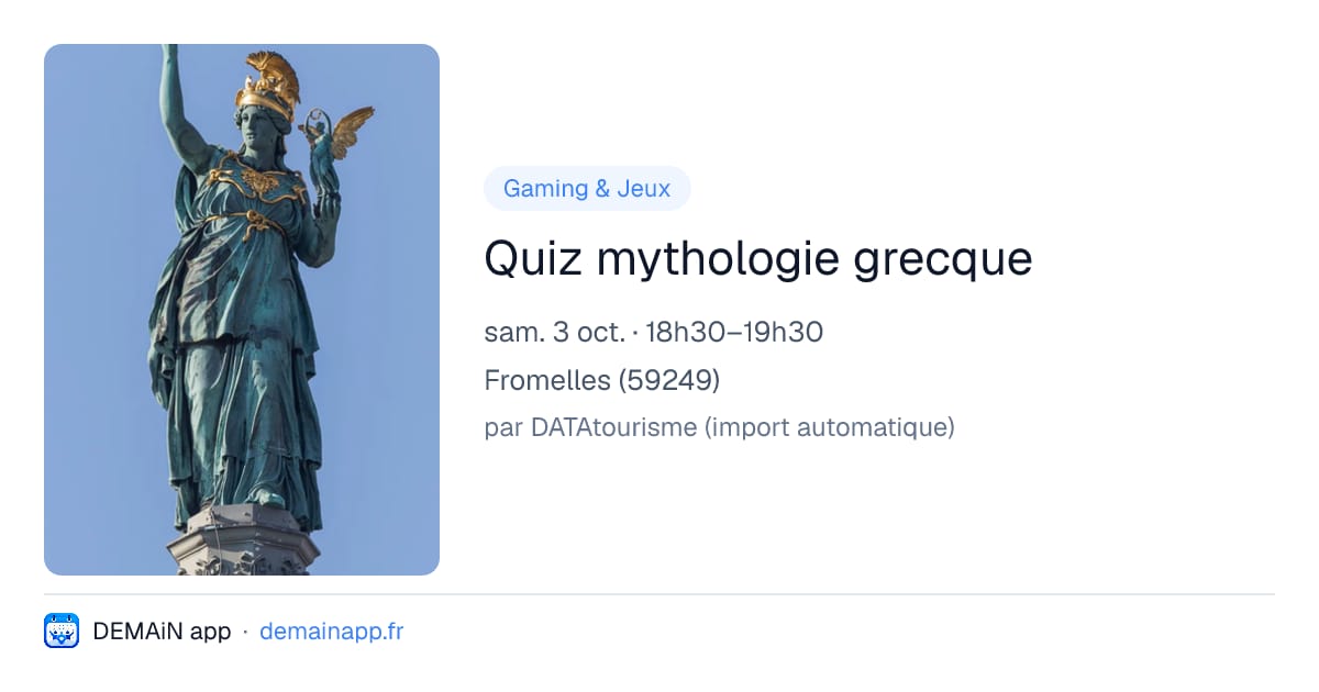 Quiz mythologie grecque — Fromelles