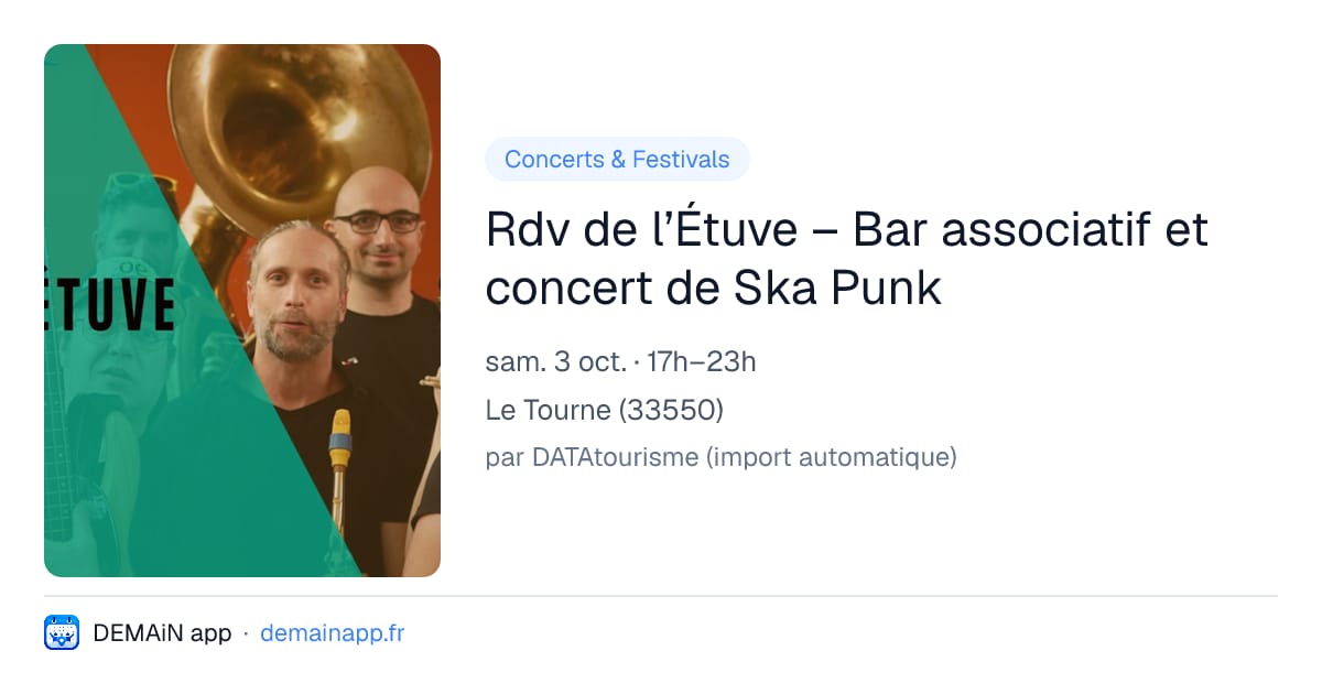 Rdv de l’Étuve – Bar associatif et concert de Ska Punk — Le Tourne