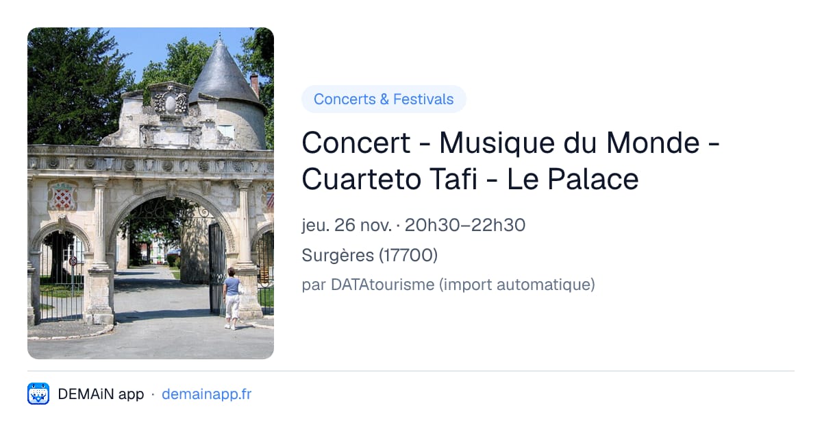 Concert - Musique du Monde - Cuarteto Tafi - Le Palace — Surgères