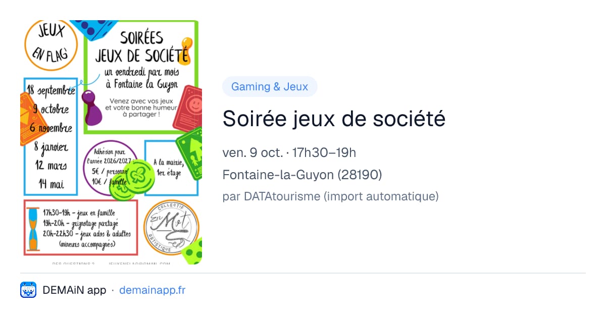 Soirée jeux de société — Fontaine-la-Guyon