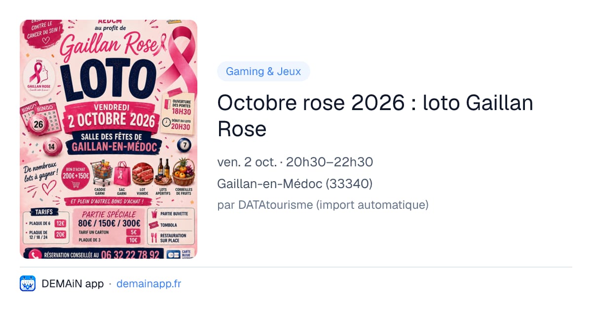 Octobre rose 2026 : loto Gaillan Rose — Gaillan-en-Médoc