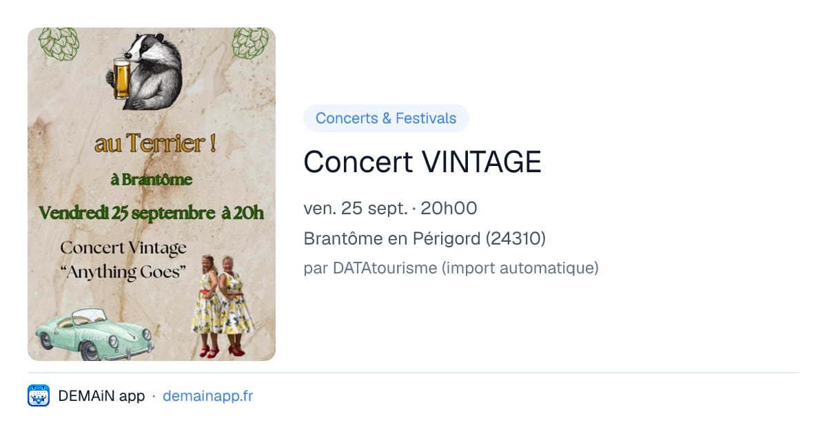 Concert VINTAGE — Brantôme en Périgord