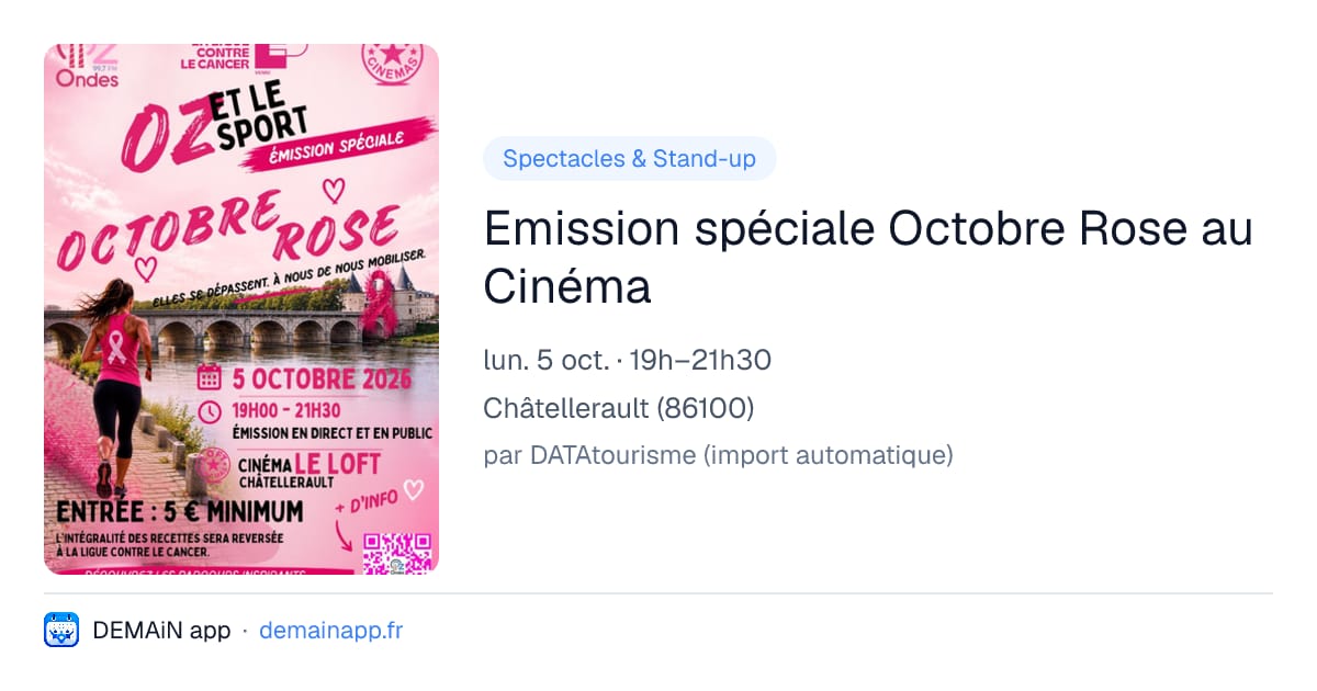 Emission spéciale Octobre Rose au Cinéma — Châtellerault