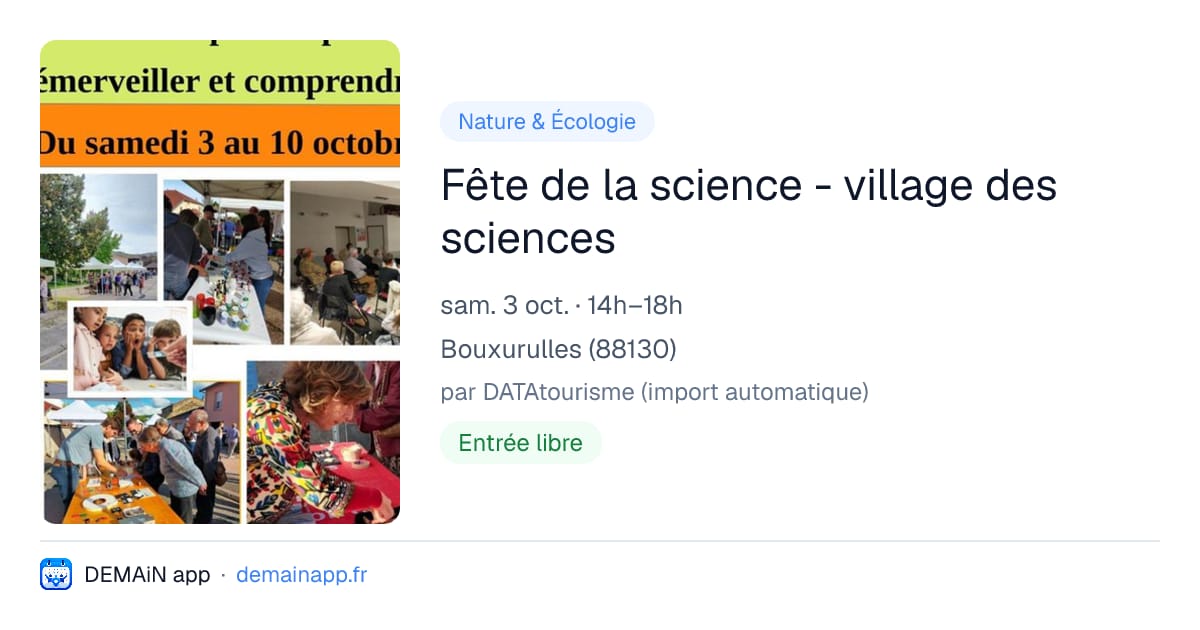 Fête de la science - village des sciences — Bouxurulles