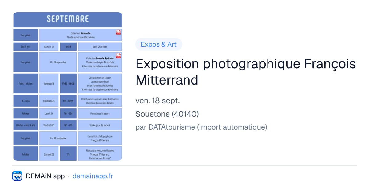 Exposition photographique François Mitterrand — Soustons