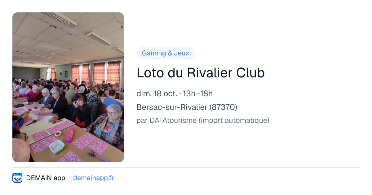 Loto du Rivalier Club — Bersac-sur-Rivalier