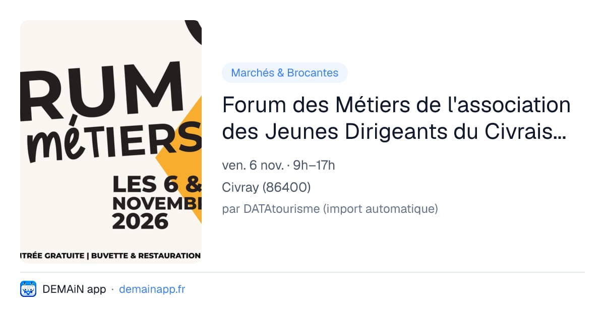 Forum des Métiers de l'association des Jeunes Dirigeants du Civraisien en Poitou — Civray