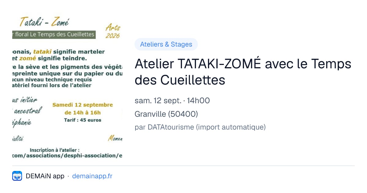 Atelier TATAKI-ZOMÉ avec le Temps des Cueillettes — Granville