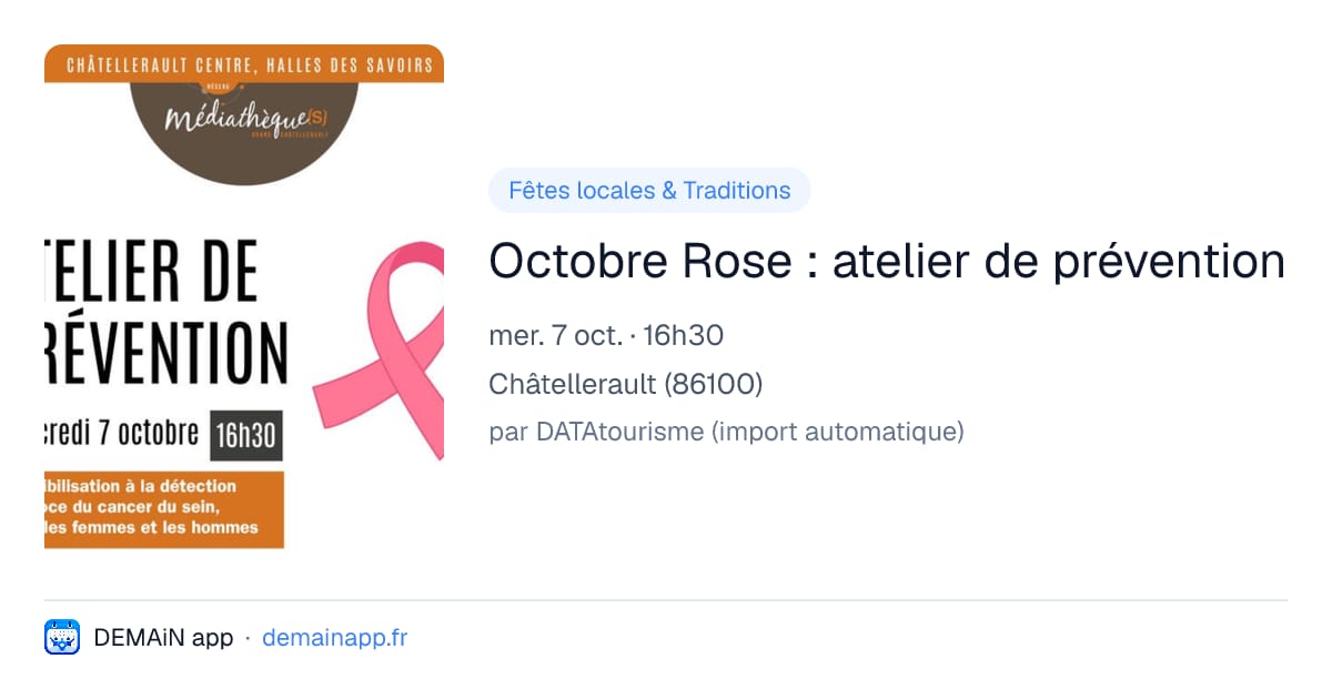 Octobre Rose : atelier de prévention — Châtellerault